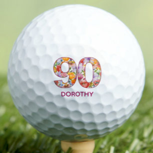 90th Birthday Gift Floral Number - 90 Years Sports Golf Balls