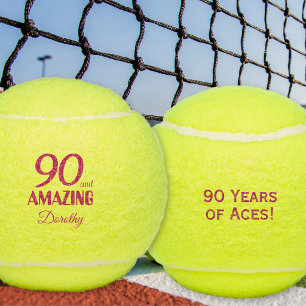 90th Birthday Gift for Her Amazing Pink 90 Tennis Balls