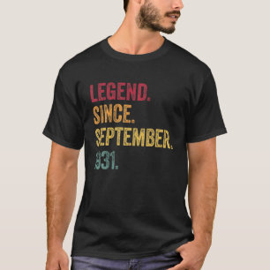 90Th Birthday Gift Legend Since September 1931 Vin T-Shirt