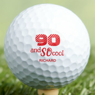 90th Birthday Gift SO Cool Orange Red Custom Golf Balls