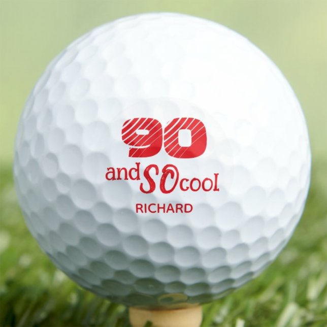 90th Birthday Gift SO Cool Orange Red Custom Golf Balls (Creator Uploaded)