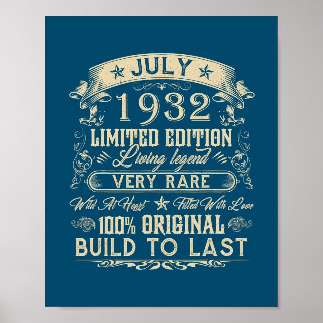 90th Birthday Gifts 90 Years Old Retro Vintage Poster (Front)