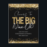 90th Birthday Gold Black Save the Date Postcard<br><div class="desc">Elegant Faux gold glitter paint splatters design. All text is adjustable and easy to change for your own party needs. Great elegant 90th birthday template design. Save the Date The Big nine-oh</div>