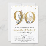 90th Birthday Gold Floral Invitation<br><div class="desc">90th Birthday Gold Floral Invitation</div>