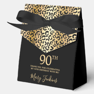 90th Birthday Gold Leopard Print Thank You Favor Box