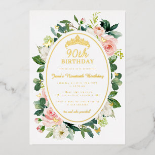 90th Birthday Gold Pink Butterfly Floral