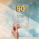 90th birthday gold stars clear acrylic invitations<br><div class="desc">For an elegant 90th birthday. A clear,  transparent background. Golden stars,  and the number 90 in faux gold.  Personalize and add your name and party details.</div>
