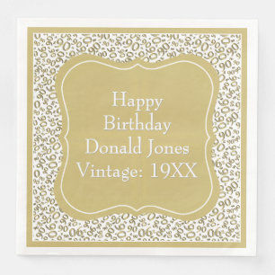 90th Birthday Gold/White Bracket Number Pattern Napkin