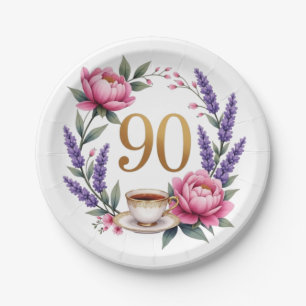 90th Birthday Grandma Elegant Paper Plate