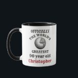 90th Birthday Greatest 90 year old Add Your Name Mug<br><div class="desc">Let that special person know they are the world's greatest 90 year old with this wonderful 90th birthday mug. An elegant classic design for him or her. Easily edited text using the template provided.</div>