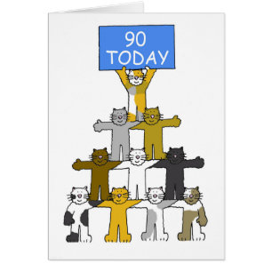 90th Birthday Humour Cartoon Cats.