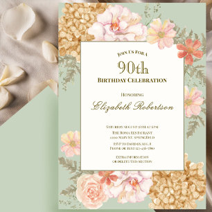90th Birthday Invitation Autumn Colours Floral Sag