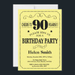 90th Birthday Invitation Black and Yellow<br><div class="desc">90th Birthday Invitation Black and Yellow Typography. Black and Teal Aqua Turquoise Background. Adult Birthday. Male Men or Women Birthday. Kids Boy or Girl Lady Teen Teenage Bday Invite. 13th 15th 16th 18th 20th 21st 30th 40th 50th 60th 70th 80th 90th 100th. Any Age. For further customization, please click the...</div>