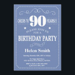 90th Birthday Invitation Blue and White<br><div class="desc">90th Birthday Invitation Blue and White Typography. Blue and White Background. Adult Birthday. Male Men or Women Birthday. Kids Boy or Girl Lady Teen Teenage Bday Invite. 13th 15th 16th 18th 20th 21st 30th 40th 50th 60th 70th 80th 90th 100th. Any Age. For further customization, please click the "Customize it"...</div>