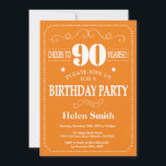 90th Birthday Invitation Burgundy Orange and White<br><div class="desc">90th Birthday Invitation Orange and White Typography. Orange and White Background. Adult Birthday. Male Men or Women Birthday. Kids Boy or Girl Lady Teen Teenage Bday Invite. 13th 15th 16th 18th 20th 21st 30th 40th 50th 60th 70th 80th 90th 100th. Any Age. For further customization, please click the "Customize it"...</div>