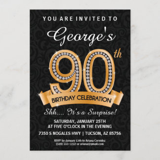90th Birthday Invitation Diamond Milestone Invite