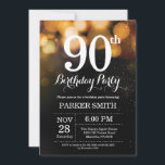 90th Birthday Invitation Gold Glitter<br><div class="desc">90th Birthday Invitation with Gold String Lights with Gold Glitter Background. Gold Birthday. Adult Birthday. Men or Women Bday Invite. 13th 15th 16th 18th 20th 21st 30th 40th 50th 60th 70th 80th 90th 100th, Any age. For further customization, please click the "Customize it" button and use our design tool to...</div>