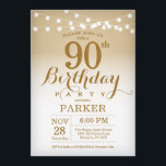 90th Birthday Invitation Gold String Lights<br><div class="desc">90th Birthday Invitation with Gold String Lights. Gold Birthday. Adult Birthday. Men or Women Bday Invite. 13th 15th 16th 18th 20th 21st 30th 40th 50th 60th 70th 80th 90th 100th,  Any age. For further customization,  please click the "Customize it" button and use our design tool to modify this template.</div>
