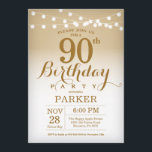 90th Birthday Invitation Gold String Lights<br><div class="desc">90th Birthday Invitation with Gold String Lights. Gold Birthday. Adult Birthday. Men or Women Bday Invite. 13th 15th 16th 18th 20th 21st 30th 40th 50th 60th 70th 80th 90th 100th,  Any age. For further customization,  please click the "Customize it" button and use our design tool to modify this template.</div>