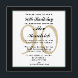 90th Birthday Invitation - Green Border<br><div class="desc">This classy formal design features a black border with a thin green border, as well as a watermark in the background for the age. If you like the style of this invite but need a different colour scheme please message me. To change the font style, size or colour, click on...</div>