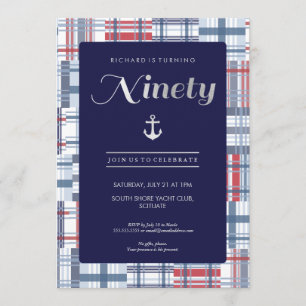 90th Birthday Invitation - Ninety, Nautical Summer