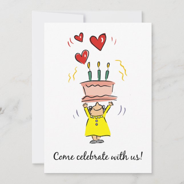 90th Birthday Invitation Woman with Cake Humour (Front)