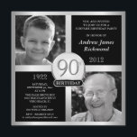 90th Birthday Invitations Then & Now 2 Photos<br><div class="desc">Create your own elegant 90th Birthday Surprise Party Invitations. Classic executive style black and silver for men or women, personalized with double photo frame inserts for "Then & Now" pictures -- Customize the name, date, and details for your special celebration. Can be easily customized for other special occasions, corporate events,...</div>