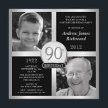 90th Birthday Invitations Then & Now 2 Photos<br><div class="desc">Create your own elegant 90th Birthday Surprise Party Invitations. Classic executive style black and silver for men or women, personalized with double photo frame inserts for "Then & Now" pictures -- Customize the name, date, and details for your special celebration. Can be easily customized for other special occasions, corporate events,...</div>