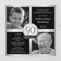 90th Birthday Invitations Then & Now 2 Photos