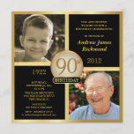 90th Birthday Invitations Then & Now 2 Photos<br><div class="desc">Create your own elegant 90th Adult Birthday Party Invitations. Classic executive style black and gold for men or women, personalized with double photo frame inserts for "Then & Now" pictures -- Customize the name, date, and details for your special celebration. Can be easily customized for other special occasions, corporate events,...</div>