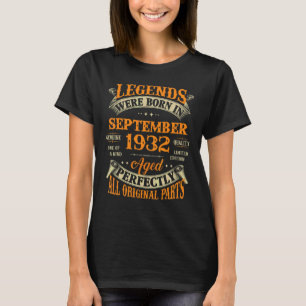 90th Birthday  Legends Born In September 1932 90 Y T-Shirt