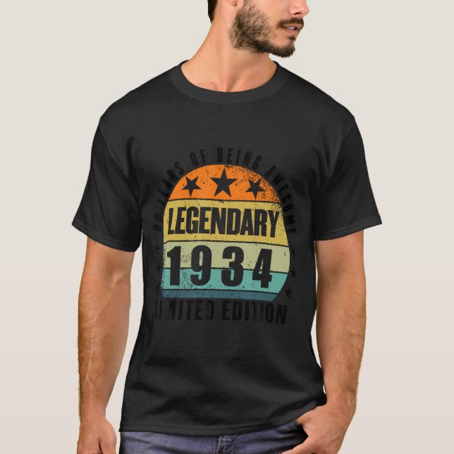 90Th Birthday Limited Edition Born In 1934 T-Shirt (Front)