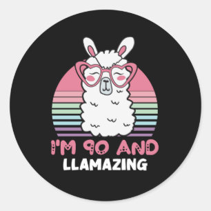 90th Birthday Llamazing Llama 90 Year Old Birthday Classic Round Sticker