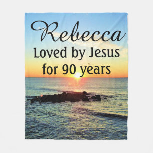 90TH BIRTHDAY LOVED BY JESUS PERSONALIZED BLANKET