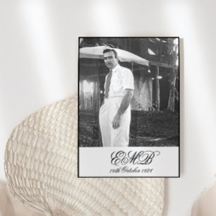 90th Birthday Male Stylish Photo Monogram Birthday Invitation