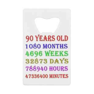 90th Birthday Milestones Credit Card Bottle Opener