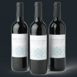 90th Birthday Minimalist Blue Snowflake Custom Wine Label<br><div class="desc">Very elegant blue watercolor snowflakes create a pretty border along the bottom of this birthday custom napkin. Modern and minimalist design has an open and airy feel. The contemporary aesthetic will appeal to people of all ages.</div>