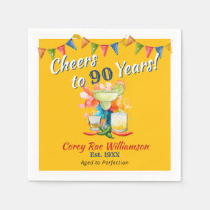 90th Birthday Modern Fiesta Cheers to 90 Years  Napkin