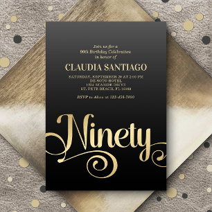 90th Birthday Modern Script Invitation