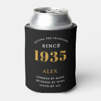 90th Birthday Name 1935 Black Gold Elegant Chic