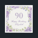 90th Birthday Napkins Elegant Purple Floral<br><div class="desc">This elegant ivory,  lavender purple,  and sage green floral border 90th birthday napkin is perfect for an elegant birthday party. This design features a watercolor flowers frame,  and is a nice feminine choice for a special event to celebrate a milestone birthday.</div>
