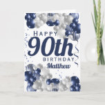 90th Birthday Navy Balloons Card<br><div class="desc">A gorgeous navy and silver balloon happy 90th (or any age) birthday card. This fabulous design is the perfect way to wish someone a happy ninetieth birthday (or change the age!) Personalize with our own custom name and message. Blue coloured typography and gorgeous navy blue and silver balloons.</div>