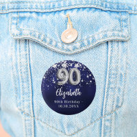 90th birthday navy blue silver stars