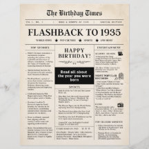 90th Birthday Newspaper 1935 Sepia