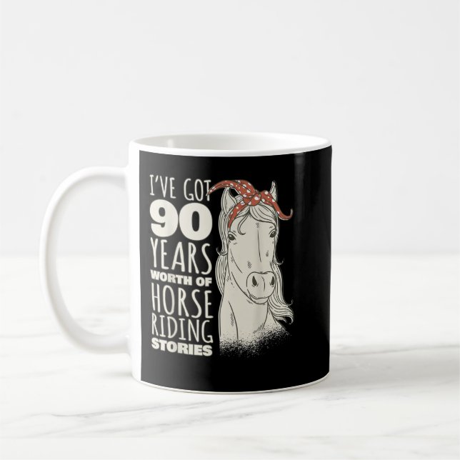 90th Birthday Ninety - 90 Years Old Horse Rider T- Coffee Mug (Left)