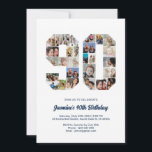 90th Birthday Number 90 Custom Photo Collage Invitation<br><div class="desc">Celebrate momentous 90th Birthday with this cute invitation. It's a personalized photo collage invite that allows you to create a truly unique and memorable design. This customizable template lets you insert your own cherished photos, capturing the precious moments of your life. This invitation is perfect for commemorating your ninetieth birthday....</div>