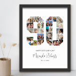 90th Birthday Number 90 Custom Photo Collage Poste<br><div class="desc">Celebrate 90th birthday with this personalized number 90 photo collage poster. This customizable gift is also perfect for wedding anniversary. It's a great way to display precious memories from your wedding and married life. The poster features a collage of photos capturing those special moments, and it can be customized with...</div>
