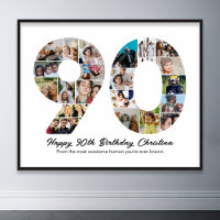 90th Birthday Number 90 Photo Collage Anniversary