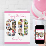 90th Birthday Number 90 Photo Collage Big Custom Card<br><div class="desc">Create your own 90th Birthday Card with a unique photo collage. This big birthday card has a big number 90 cutout filled with your favourite family photos and it can be personalized for grandma, nana or with a name. The template is set up for you to edit the messages inside...</div>