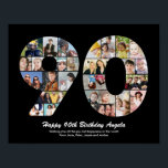 90th Birthday Number 90 Photo Collage Gift Poster<br><div class="desc">Mark years of wonderful memories and adventures with this captivating 90th Birthday Number Photo Collage. This customizable template is the perfect blend of creativity and sentiment, allowing you to create a truly memorable and personalized gift for your loved one's special day. Capture the essence of incredible years in a single...</div>